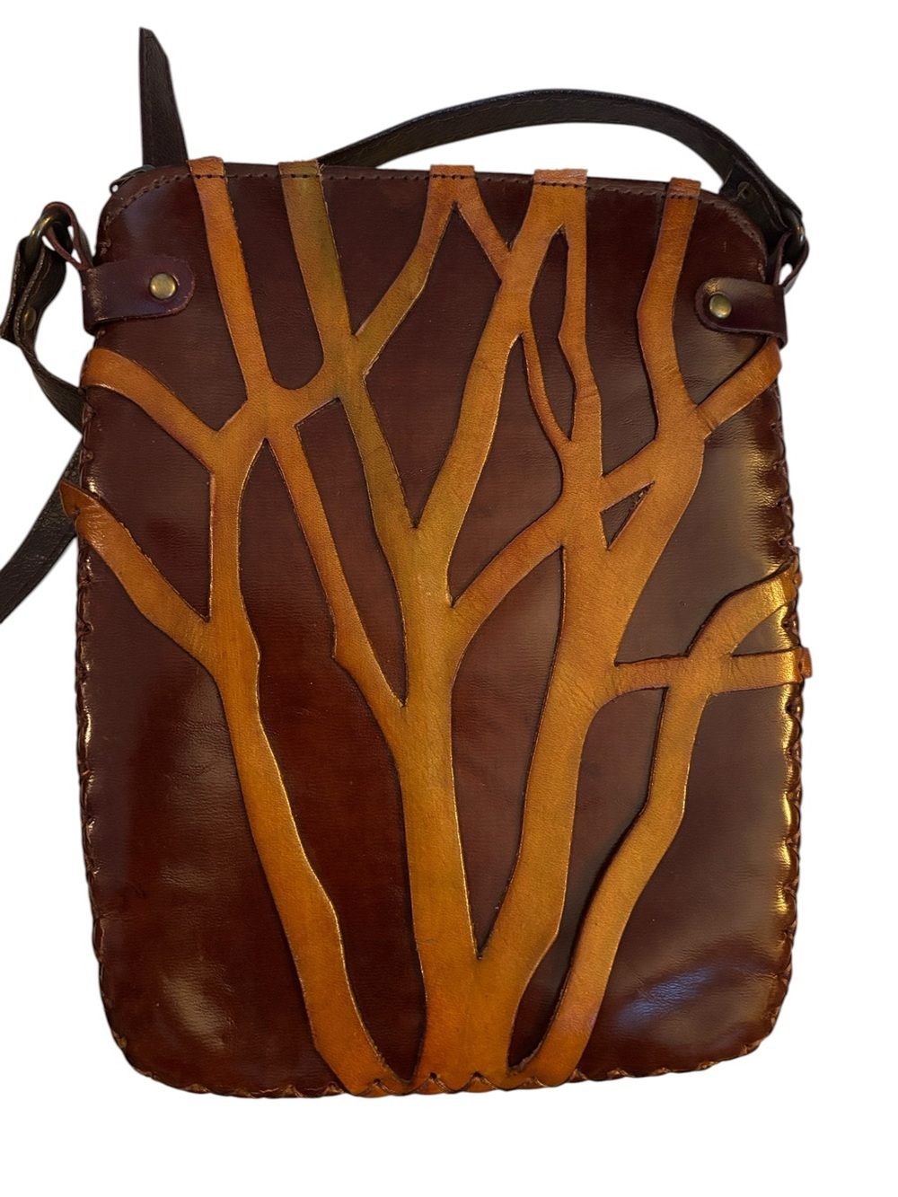 Handmade Leather Bag with Tree Motif
